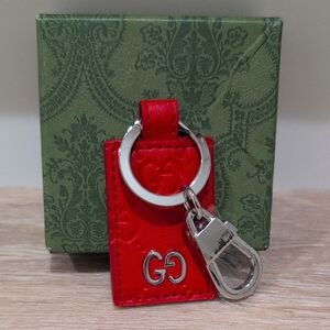 Red Leather Keychain with Silver Clip